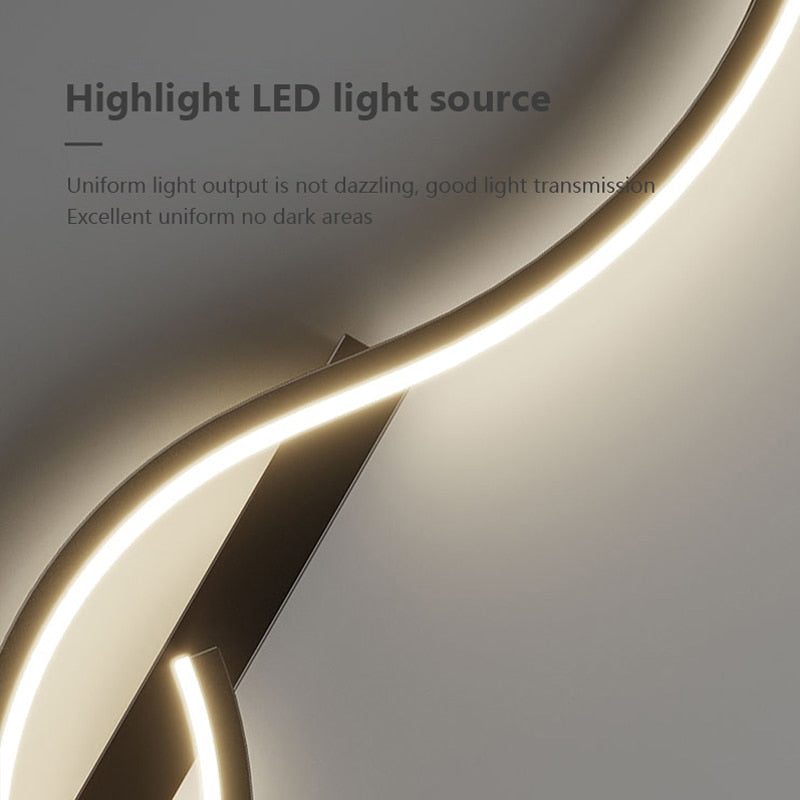 Luminária de Parede Waves LED - Moderna Minimalista Quarto Sala de Estar