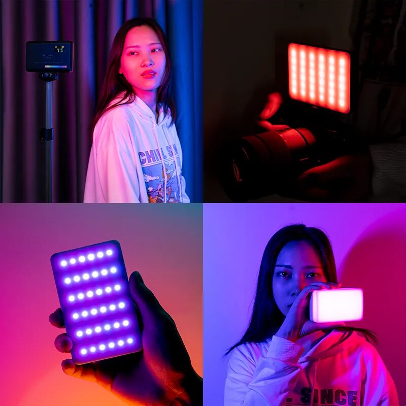 Ulanzi VL120 Luz de vídeo compacta RGB com difusor de ecrã Mini câmara com luz RGB para smartphone Iluminação para selfies 3100mAh