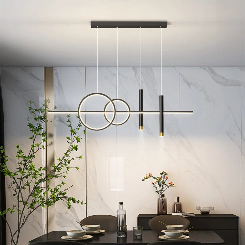 Restaurant Lights Nordic Chandeliers Light Luxury Minimalist Dining Room Tables Bar Counter Designers Minimalist Strip Lighting - Detaila