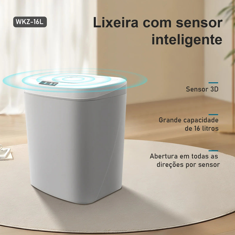 Lixeira Com Sensor de Toque Automático Recarregável Para Cozinha