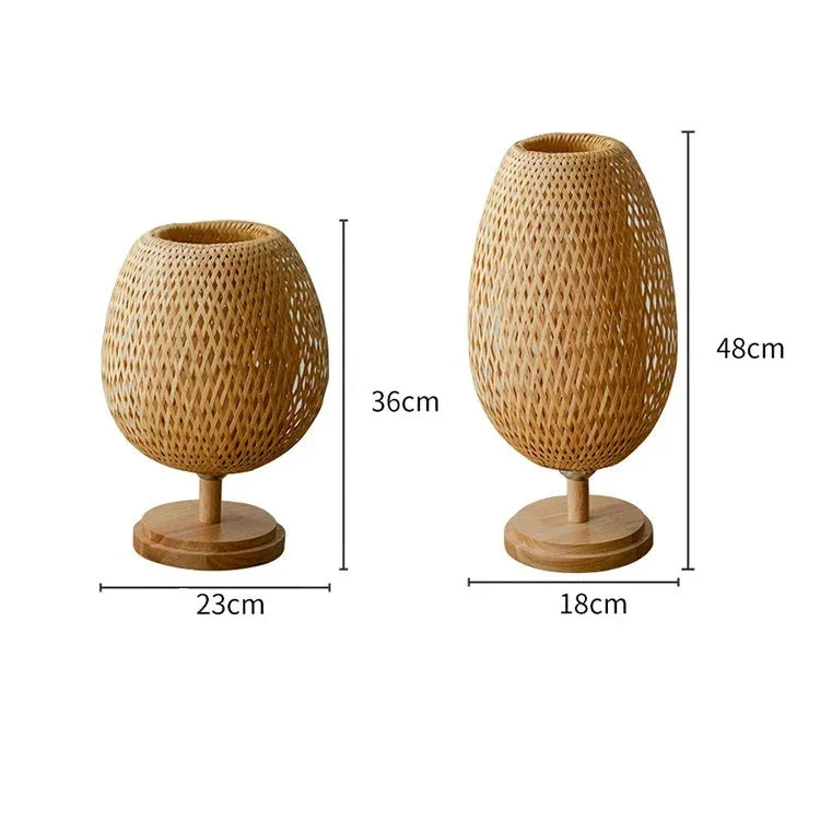 Luminária Abajur de Mesa Estilo Bambu