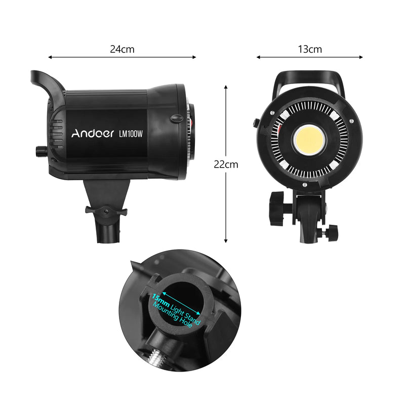 Luz de vídeo LED Andoer 100w 5600k - Com controle Remoto