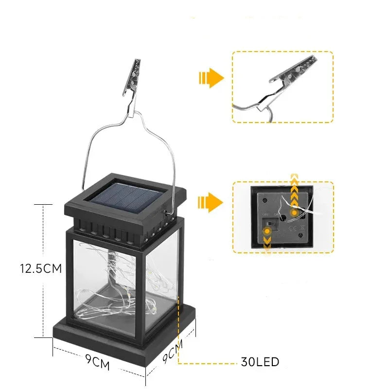 Lâmpada Energia Solar Luz LED à Prova D'água Portátil Decoração Ar Livre - Detaila