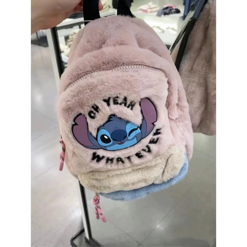 Mochila Infantil de Pelúcia Rosa do Lilo Stitch