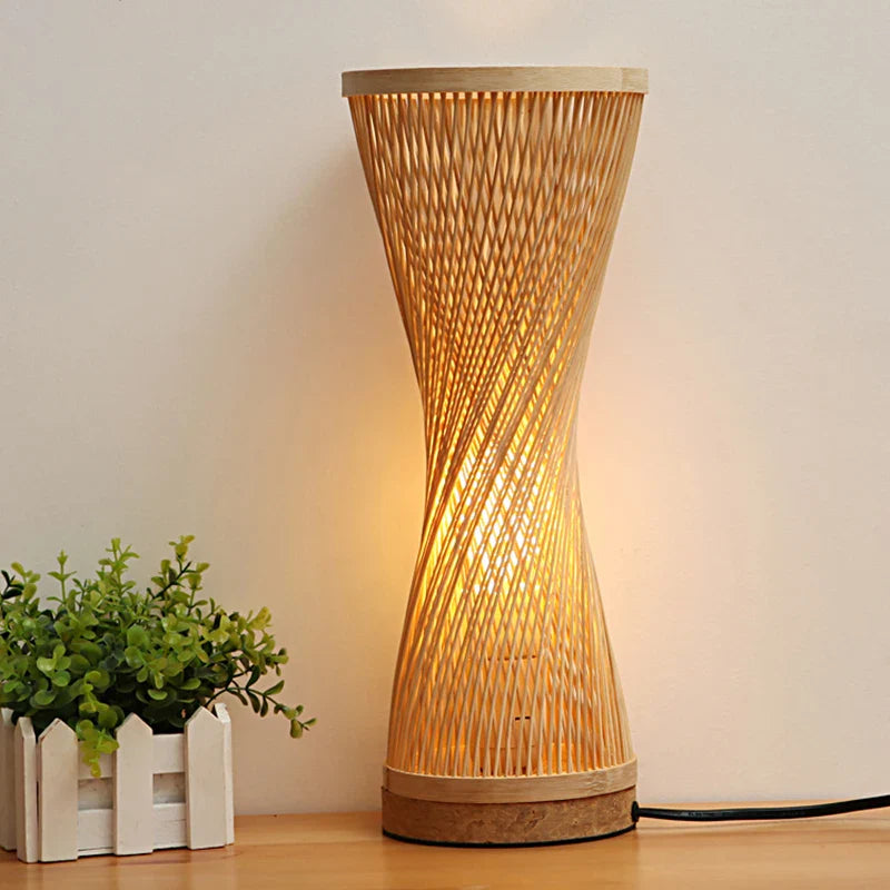 Luminária Abajur de Mesa Estilo Bambu Gianxi