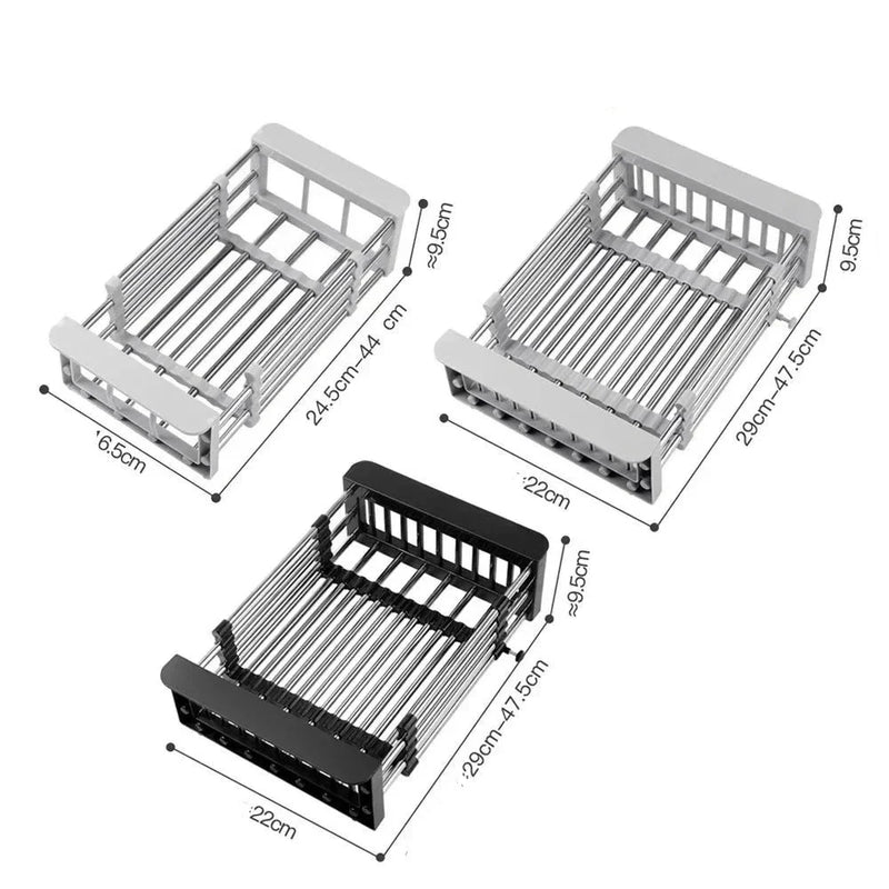 Escorredor Cesto de Louças Para Pia Ajustável Aço Inoxidável
