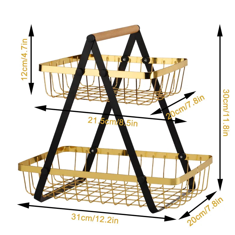 Cesta Metal Para Cozinha Organizador Para Frutas Legumes - Detaila