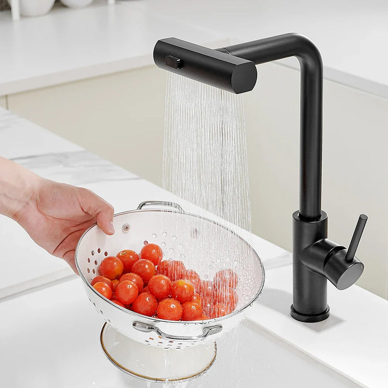 Torneira de Cozinha Removível de Aço Inoxidável Cascata Multifuncional Modelo Luxo - Detaila