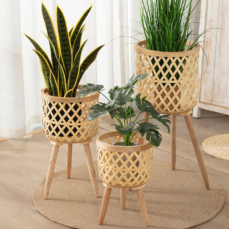 Vaso de Bambu Artesanal Para Decoração