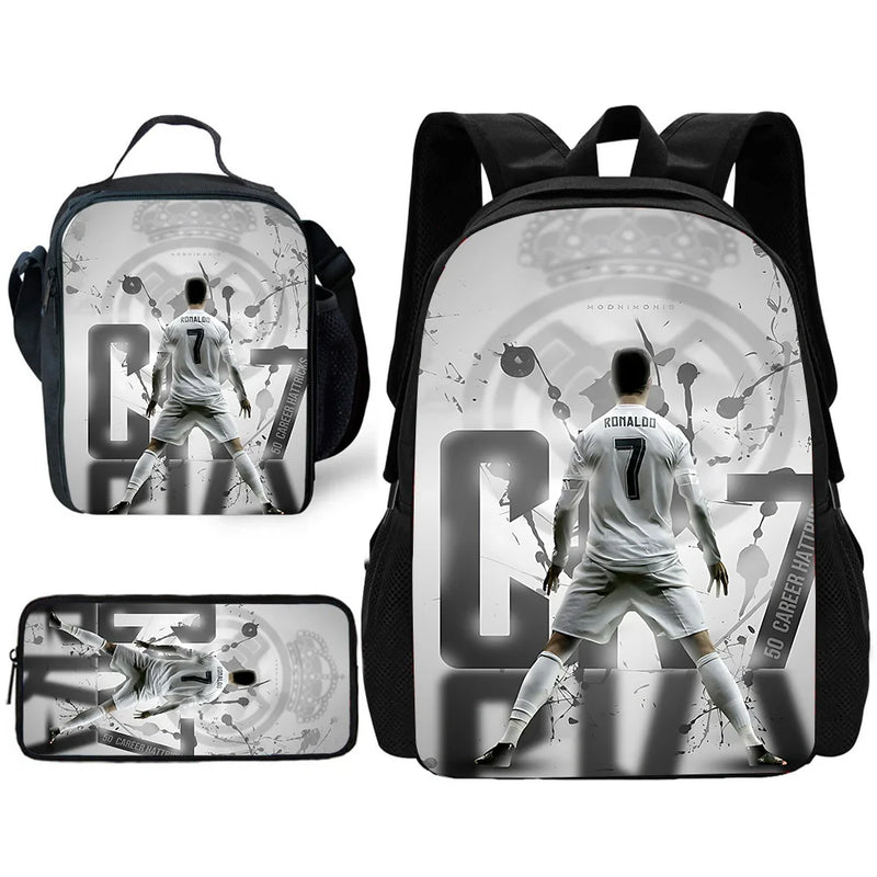 Kit CR7 Mochila Estojo e Lancheira Cristiano Ronaldo 2025