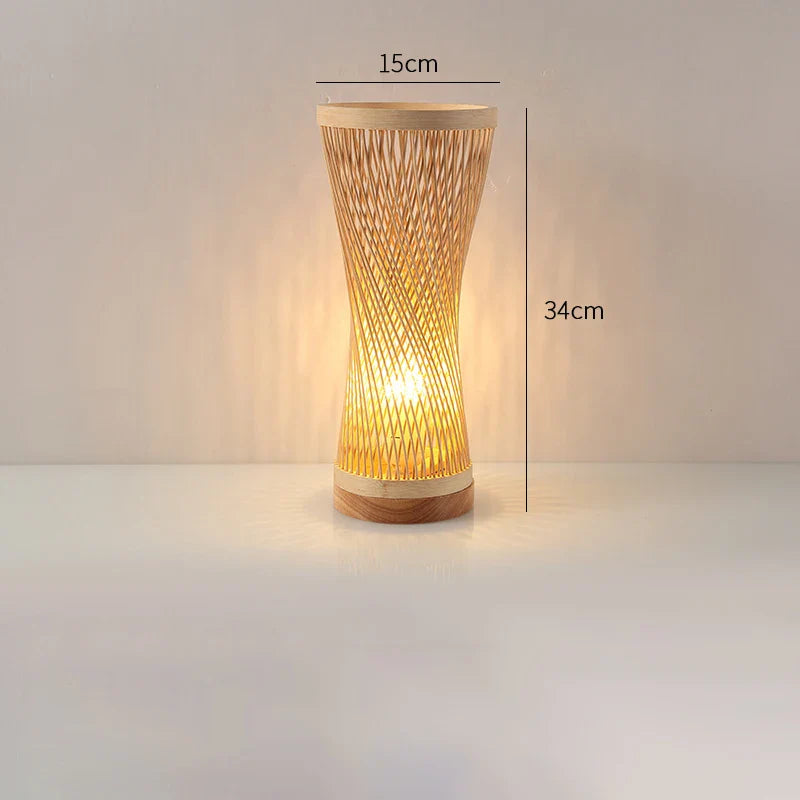 Luminária Abajur de Mesa Estilo Bambu Gianxi