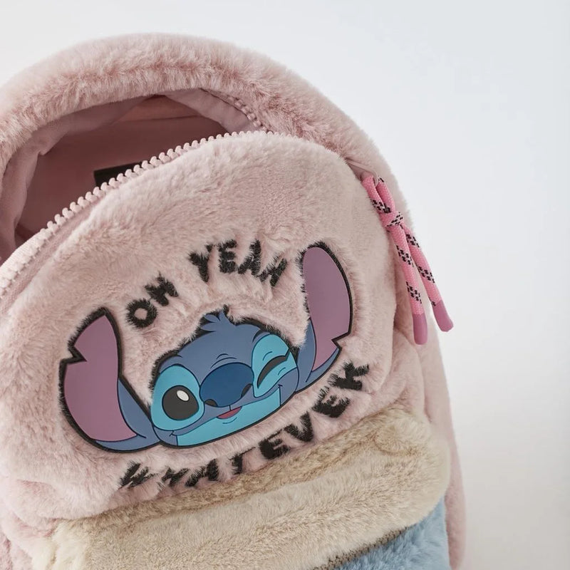 Mochila Infantil de Pelúcia Rosa do Lilo Stitch