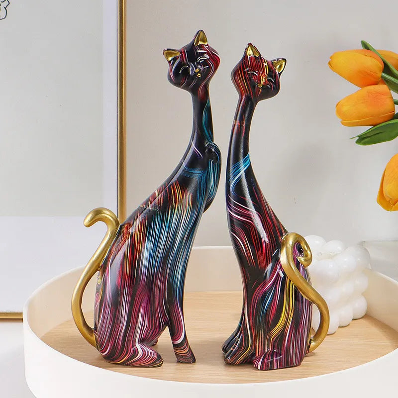 Estátua de Gato Pintura a Óleo Decoração - Detaila