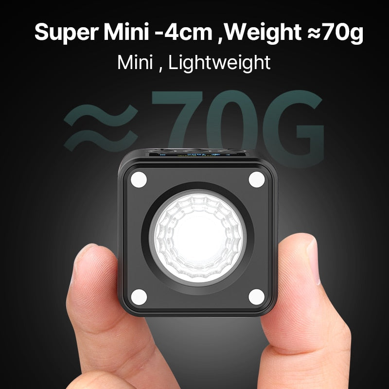 Luz de Vídeo COB RGB Mini - Ulanzi L2 para Cenários de Vídeo 360° com Difusor Fotográfico em Colmeia para Câmera DSLR