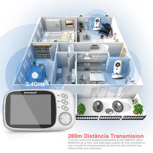 Babá Eletrônica Sem Fio Vídeo Voz E Visão Noturna- BabyView VB603