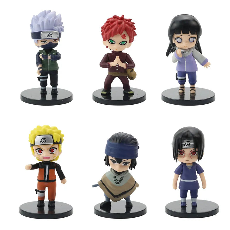 Conjunto 12 Bonecos Anime Naruto Shippuden - Hinata, Sasuke, Itachi, Kakashi, Gaara - Figuras em Versão Mini