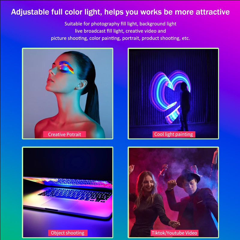 Bastão de LED RGB LUXCEO - Luz de Preenchimento para Vídeos e Cenários - Com Controle Remoto