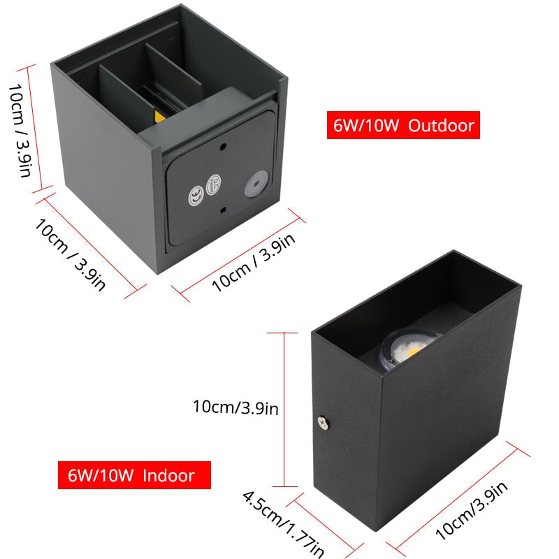 Luminária de Parede com Ajuste de Ângulo - LED 10W para Área Interna e Externa - em Alumínio - Iluminação para varanda, jardim, quintal, sala, cabeceira