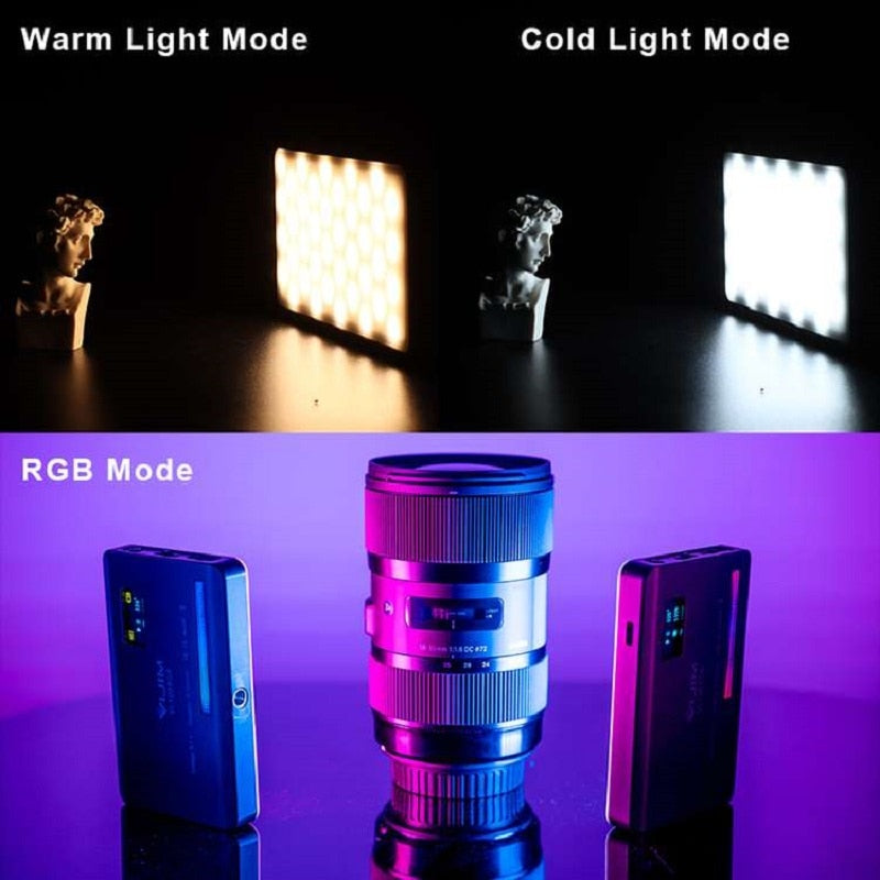 Painel LED Luz de Preenchimento Ulanzi VL120 - Luz de Vídeo LED RGB Recarregável 9000K - para Vlogs, Youtube, Estúdio Fotográfico