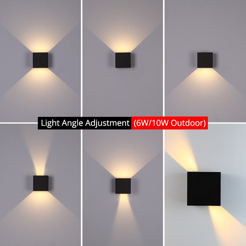Luminária de Parede com Ajuste de Ângulo - LED 10W para Área Interna e Externa - em Alumínio - Iluminação para varanda, jardim, quintal, sala, cabeceira