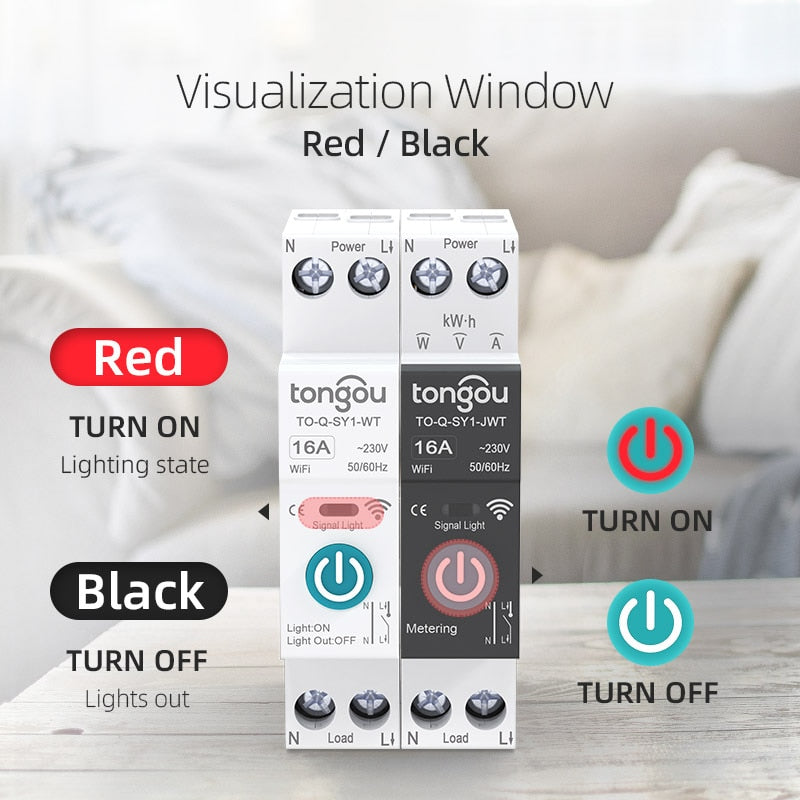 Disjuntor Inteligente WiFi - Controle e Medição da Energia por App Tuya Smart Life - 1P 63A - Casa Inteligente