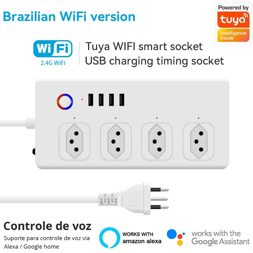 Régua de tomada inteligente com wifi e controle de voz, 2 entradas