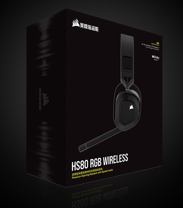 Fone Headset Gamer Sem Fio CORSAIR HS80 RGB Premium - com Áudio Espacial Dolby