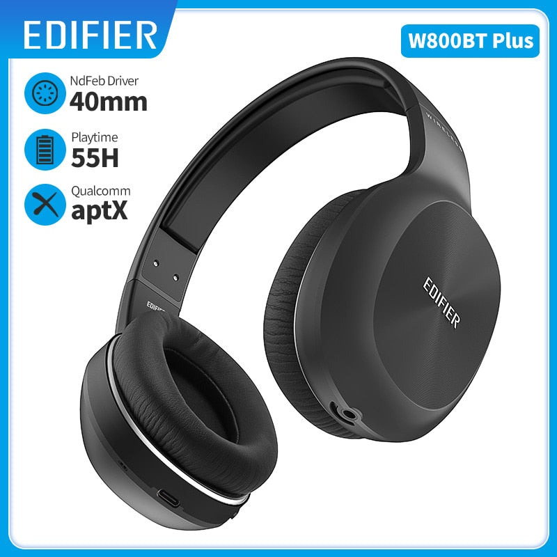 Fone de ouvido Bluetooth EDIFIER W800BT Plus - Bluetooth 5.1, até 55 horas de reprodução, cancelamento de ruído