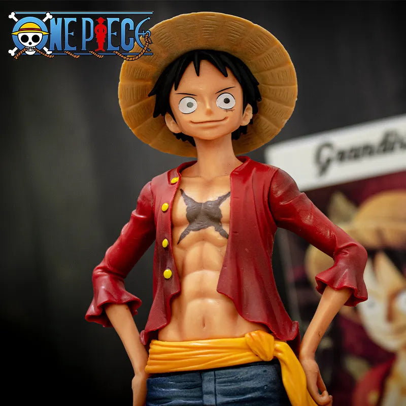 Boneco de Anime One Piece Luffy Sorridente Confidente - de 28cm com Três Formas que Mudam Boneco de Ação