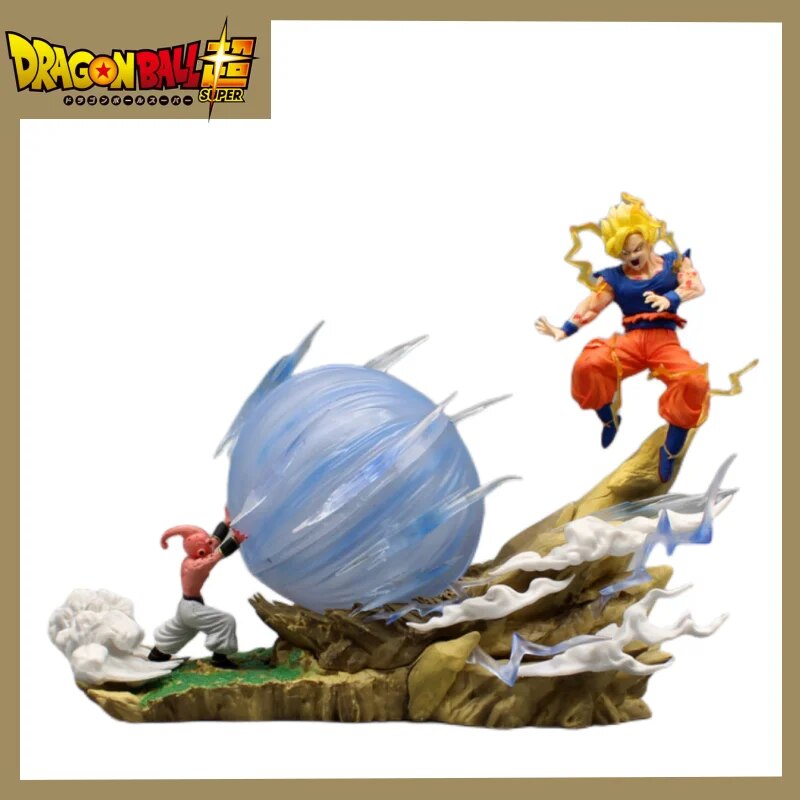 Boneco Decorativo Majin Buu Vs Goku - Dragon Ball Z - com LED - Action Figure de Colecionador