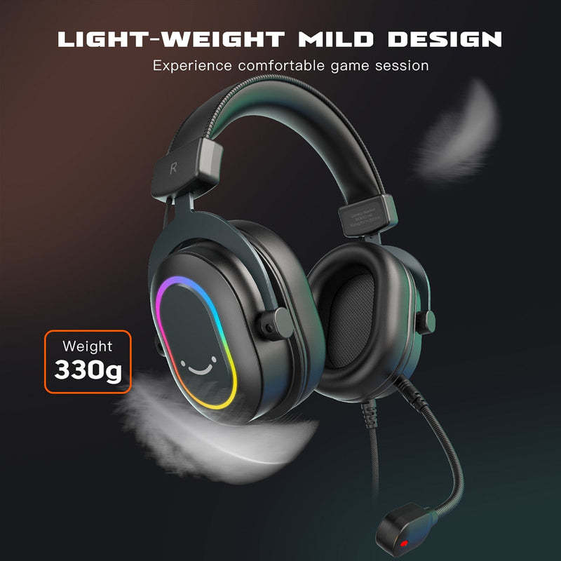 Headset FIFINE H6 Dynamic com LED RGB e Microfone - Som Surround 7.1 e Graves Potentes