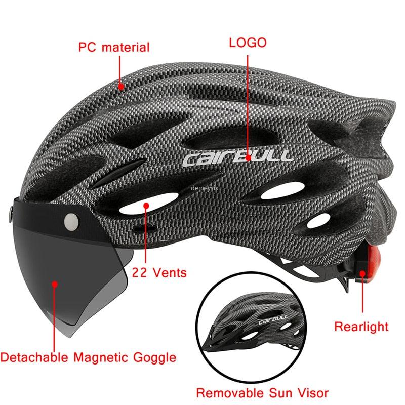 Capacete Ciclismo Cairbull com Viseira Magnética + Brindes - Mundo Atrativo