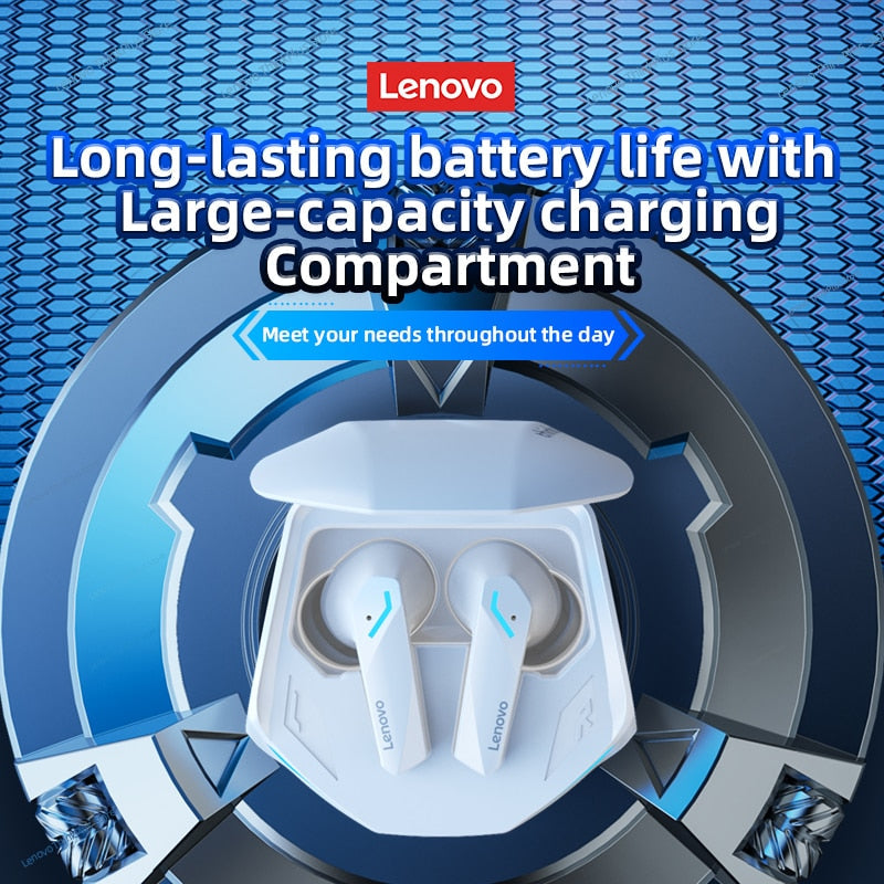 Fones de ouvido com LED Bluetooth Lenovo GM2 Pro - com baixa latência para jogos, chamadas em HD, modo duplo e microfone integrado