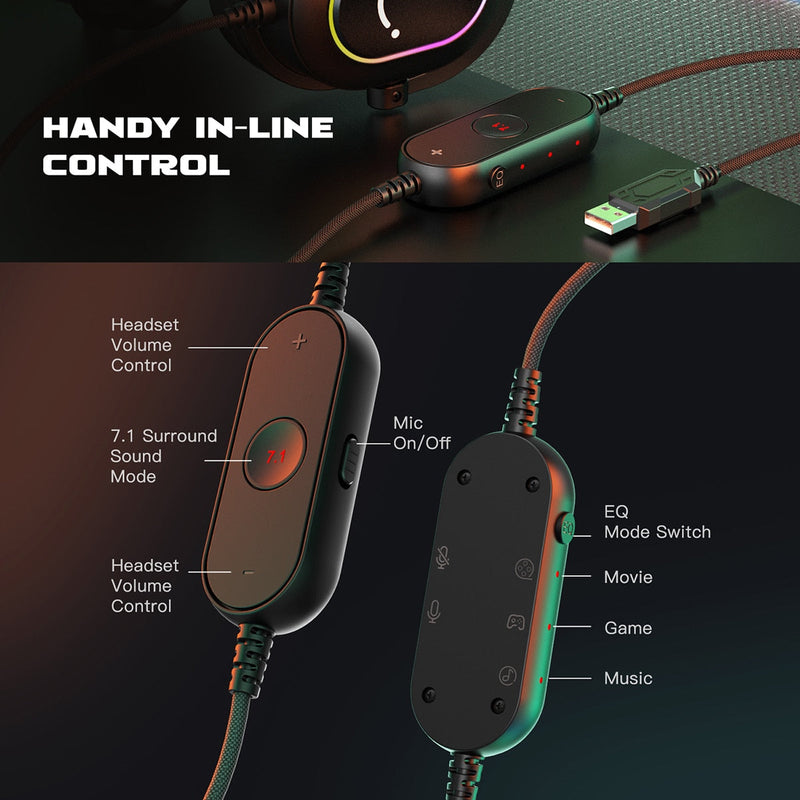 Headset FIFINE H6 Dynamic com LED RGB e Microfone - Som Surround 7.1 e Graves Potentes