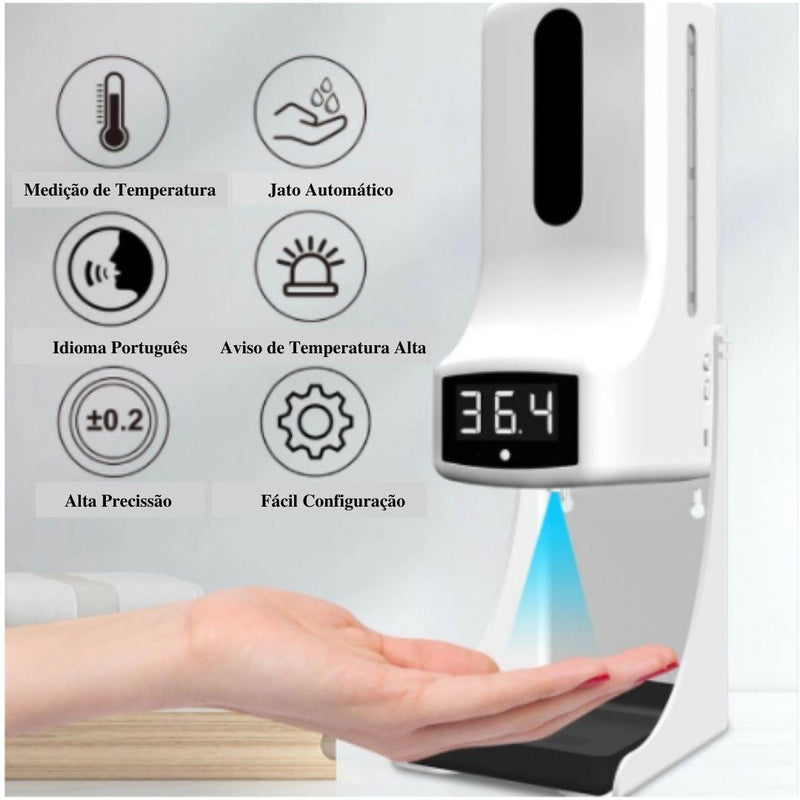 Medidor de Temperatura + Jato de Álcool Automático nas Mãos (sem Tripé) - Mundo Atrativo